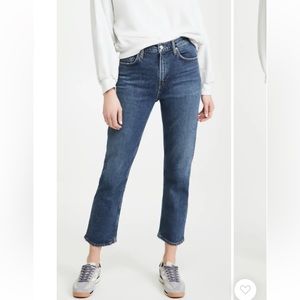 Agolde Wilder mid Rise cropped straight. Raw Hem